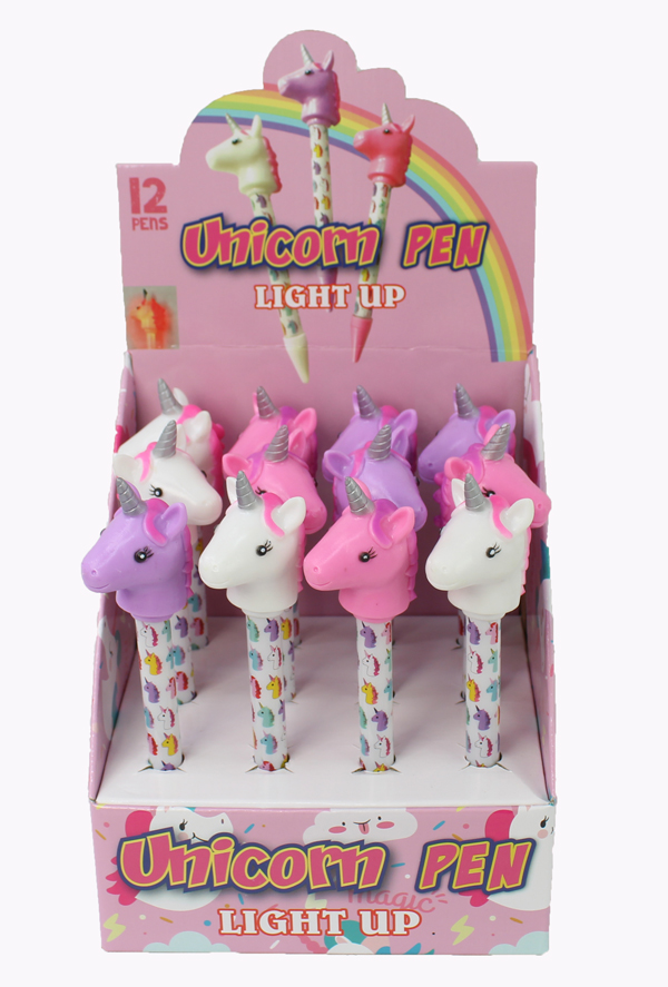 LED Light Up Unicorn Pen 12pc display carton